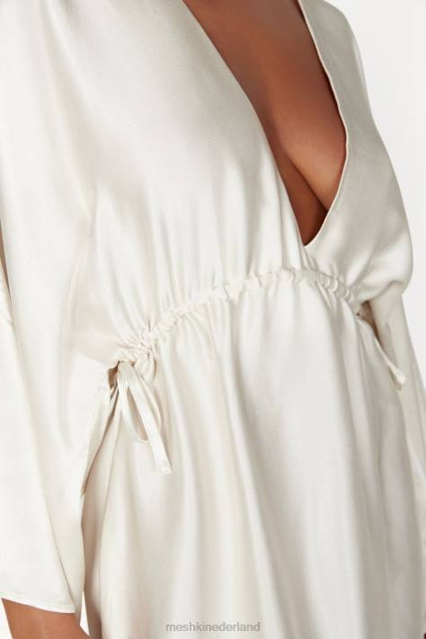 Meshki Esmerlda mini-kimono-jurk met plooien kleding ivoor XP0T563
