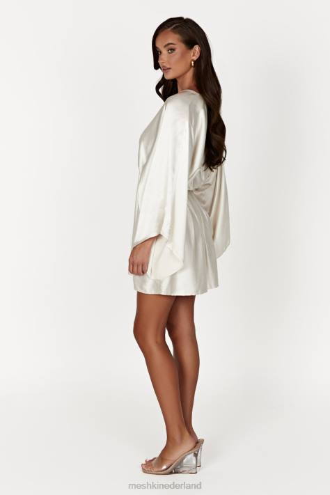 Meshki Esmerlda mini-kimono-jurk met plooien kleding ivoor XP0T563