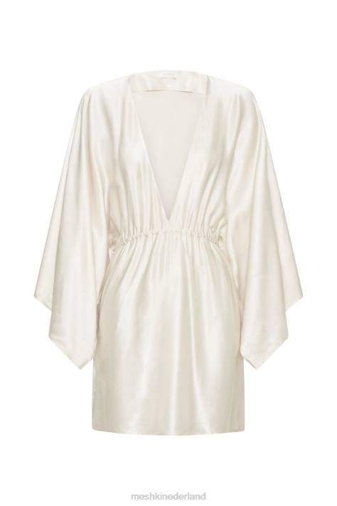 Meshki Esmerlda mini-kimono-jurk met plooien kleding ivoor XP0T563