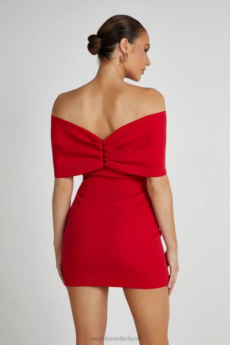 Meshki Gwyneth off-shoulder mini-jurk met strik kleding rood XP0T170