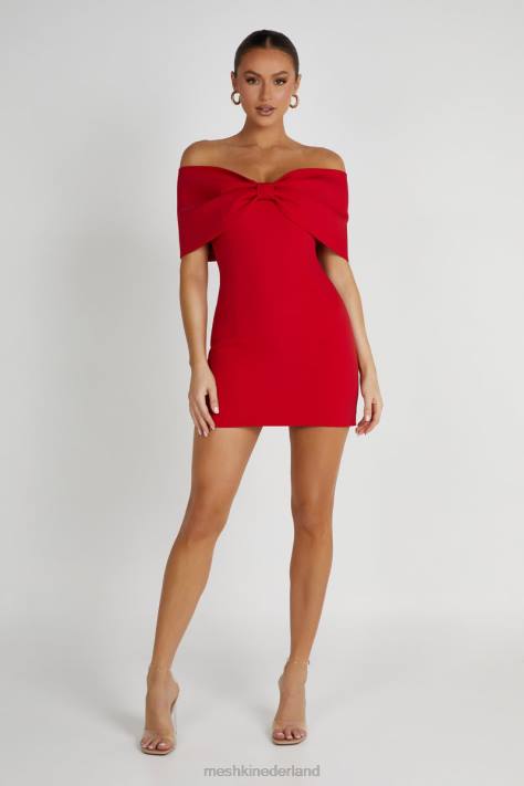 Meshki Gwyneth off-shoulder mini-jurk met strik kleding rood XP0T170
