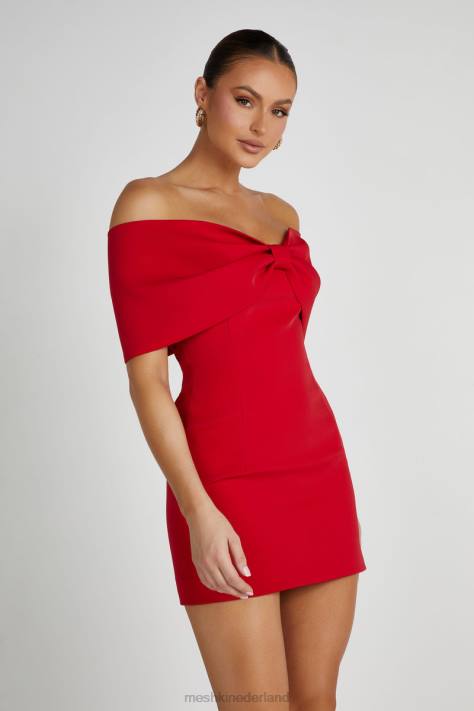 Meshki Gwyneth off-shoulder mini-jurk met strik kleding rood XP0T170