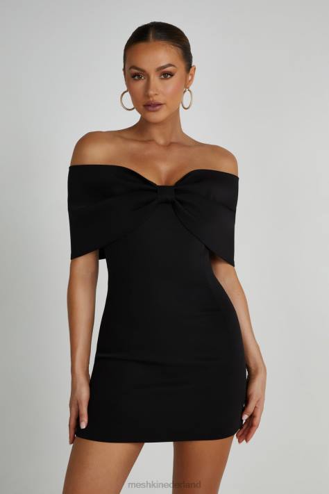 Meshki Gwyneth off-shoulder mini-jurk met strik kleding zwart XP0T171