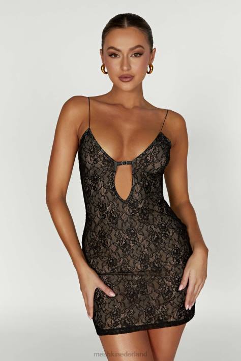 Meshki Juliet kanten mini-jurkje kleding zwart XP0T342