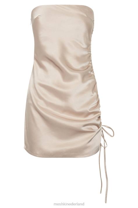 Meshki Katia strapless mini-jurk met ruches aan de zijkant kleding Champagne XP0T708