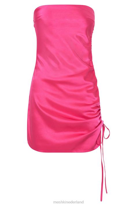 Meshki Katia strapless mini-jurk met ruches aan de zijkant kleding fuchsia XP0T682