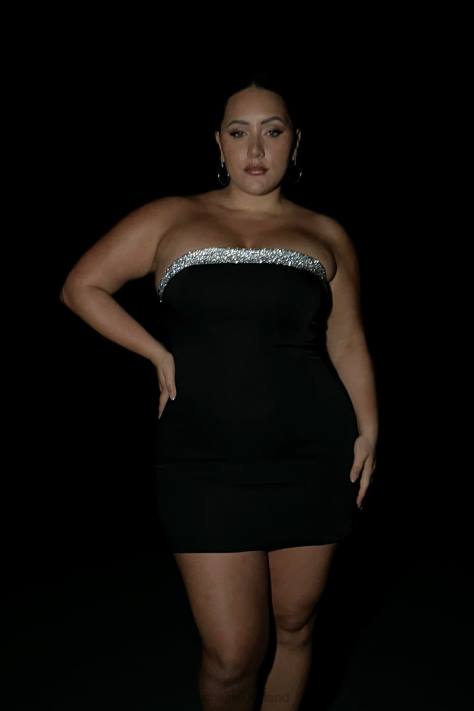 Meshki Kiya mini-jurk met diamantencontrast kleding zwart XP0T329