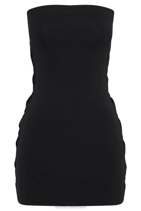 Meshki Maisachtige strapless gebreide mini-jurk met twist kleding zwart XP0T62