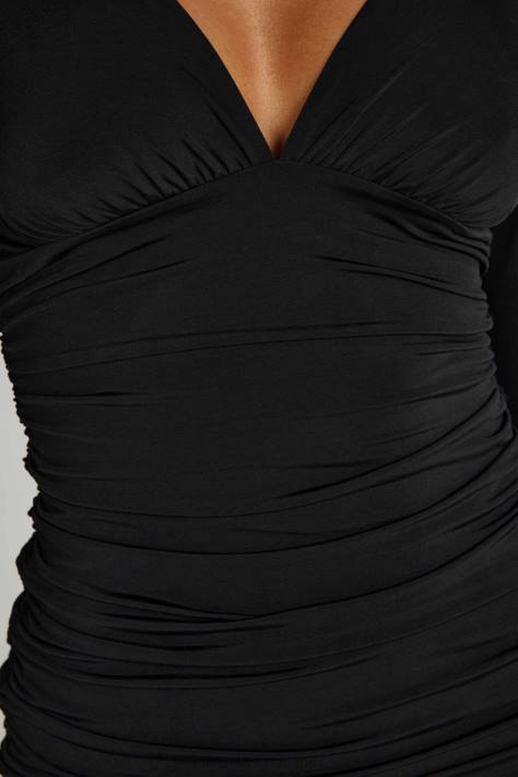 Meshki Mini-jurk van magere jersey met plooien kleding zwart XP0T252