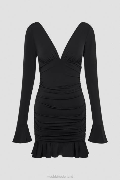 Meshki Mini-jurk van magere jersey met plooien kleding zwart XP0T252