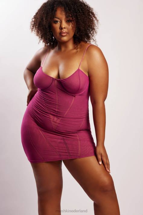 Meshki Mini-jurk van mesh met panelen van esdoorn kleding paars XP0T724