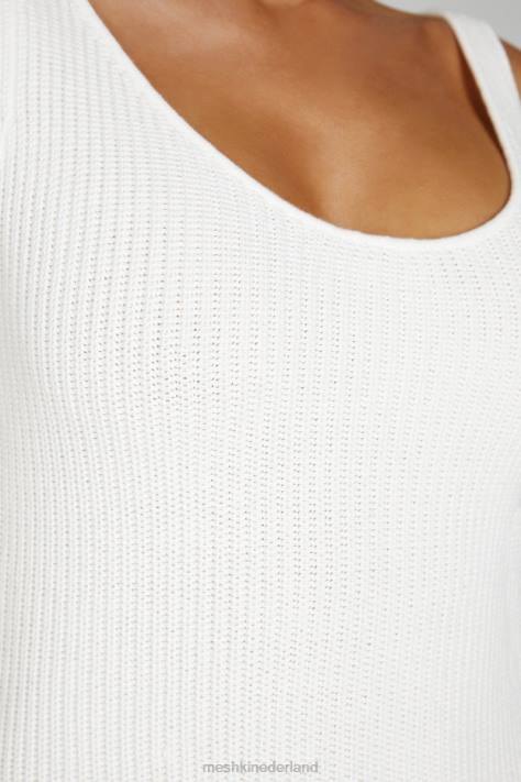 Meshki Pauline gebreide mini-jurk met open achterkant kleding wit XP0T133
