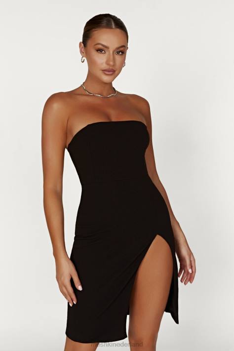 Meshki Rachel crêpe bandeau-mini-jurk met dijsplit kleding zwart XP0T613