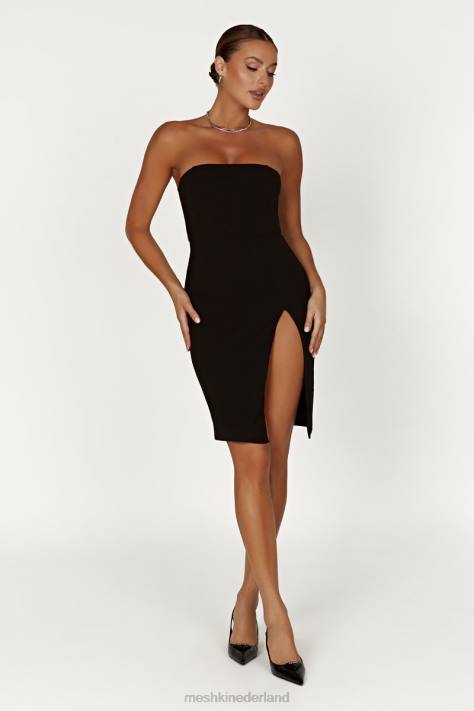 Meshki Rachel crêpe bandeau-mini-jurk met dijsplit kleding zwart XP0T613