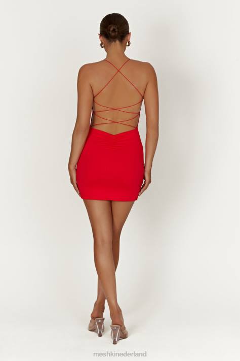 Meshki Sabine mini-jurk zonder rug van gerecycleerd nylon kleding rood XP0T148