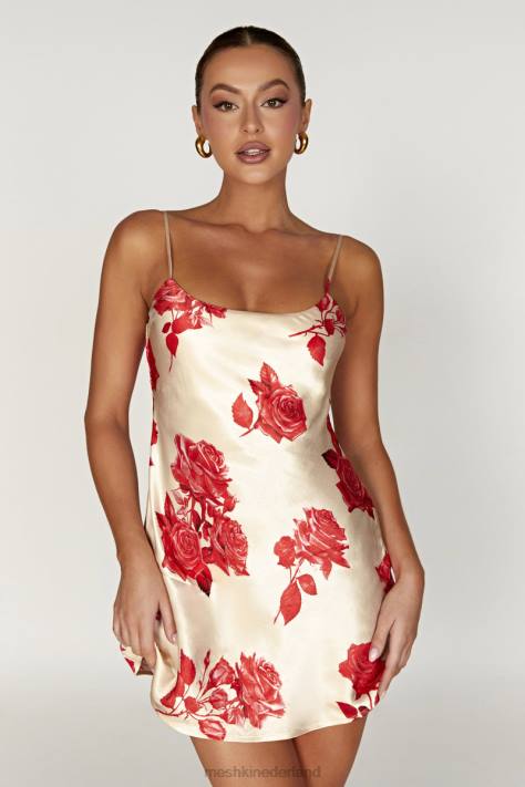 Meshki Valentina satijnen mini-jurk kleding rozen print XP0T316