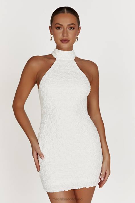 Meshki Yuki halter mini-jurk met textuur kleding wit XP0T497
