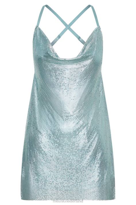 Meshki dove glomesh mini-jurk met kap kleding poeder blauw XP0T529