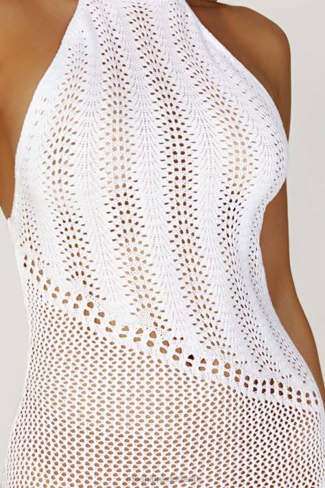 Meshki tash halter mini-jurkje van gemengd garen kleding wit XP0T483