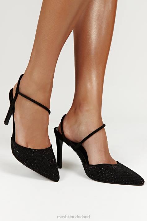 Meshki Carter diamanten hakken met gesloten neus schoenen zwart XP0T1676