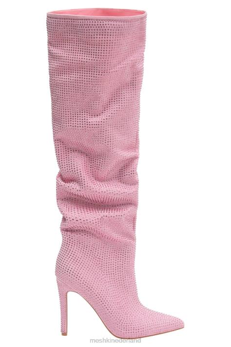 Meshki Jenner laars met hoge hak en diamanten schoenen roze blos XP0T1677