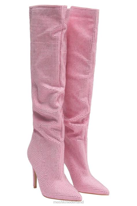 Meshki Jenner laars met hoge hak en diamanten schoenen roze blos XP0T1677
