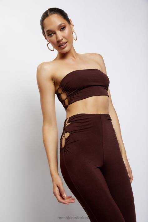 Meshki Eleanor bandeau met strik aan de zijkant kleding chocolade XP0T1192