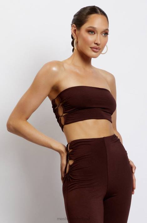 Meshki Eleanor bandeau met strik aan de zijkant kleding chocolade XP0T1192