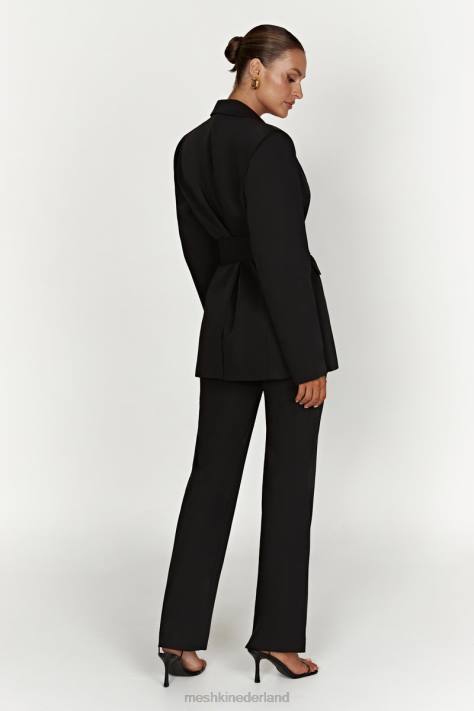 Meshki Arna oversized blazer met riem kleding zwart XP0T1643