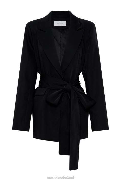 Meshki Arna oversized blazer met riem kleding zwart XP0T1643