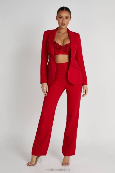 Meshki Holda getailleerde blazer met geknoopte taille kleding rood XP0T1620