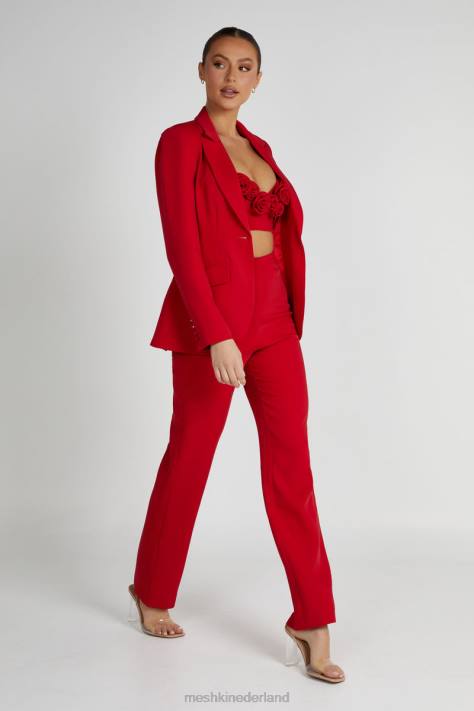 Meshki Holda getailleerde blazer met geknoopte taille kleding rood XP0T1620