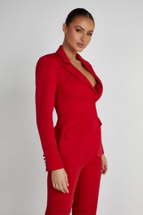Meshki Holda getailleerde blazer met geknoopte taille kleding rood XP0T1620