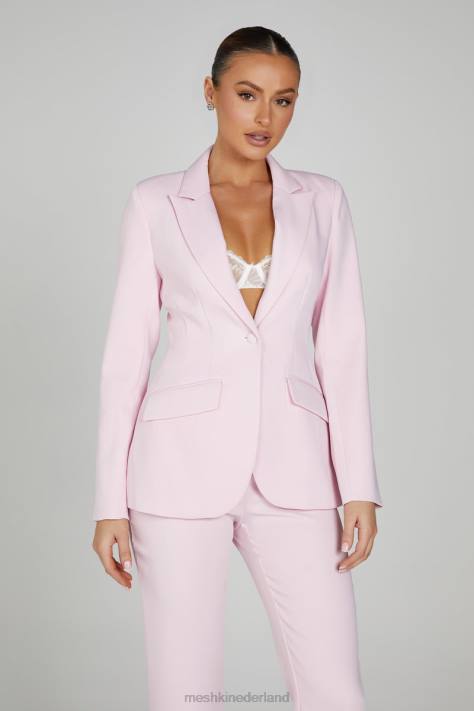 Meshki Holda getailleerde blazer met geknoopte taille kleding roze blos XP0T1632