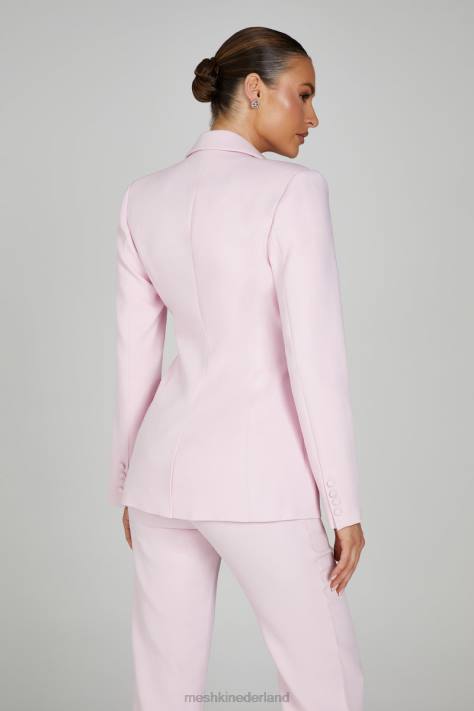 Meshki Holda getailleerde blazer met geknoopte taille kleding roze blos XP0T1632