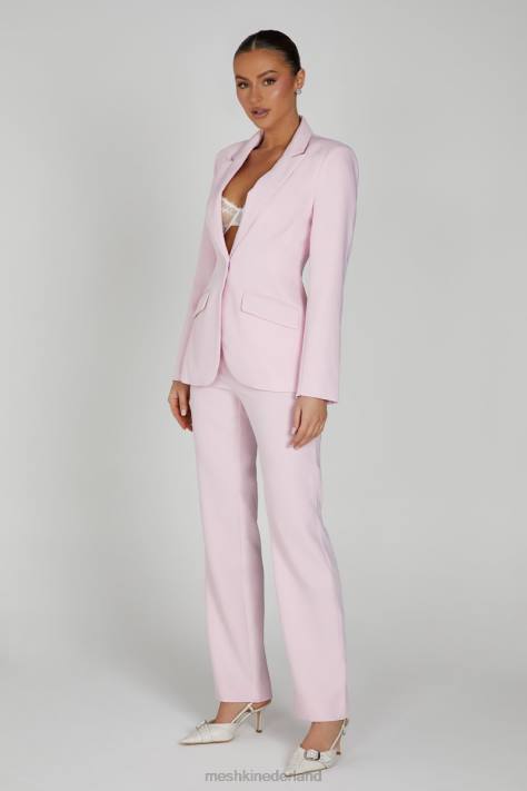 Meshki Holda getailleerde blazer met geknoopte taille kleding roze blos XP0T1632