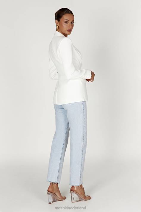 Meshki Holda getailleerde blazer met geknoopte taille kleding wit XP0T1626