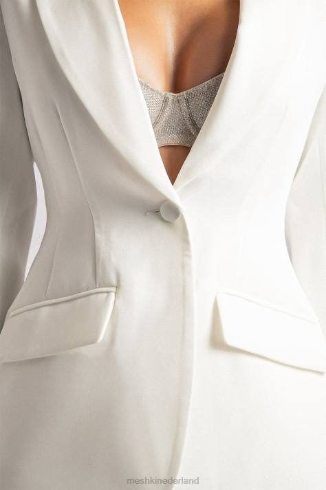 Meshki Holda getailleerde blazer met geknoopte taille kleding wit XP0T1626