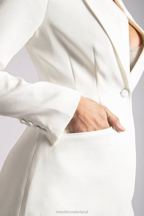 Meshki Holda getailleerde blazer met geknoopte taille kleding wit XP0T1626