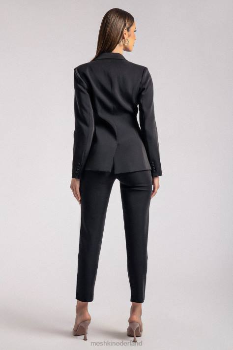 Meshki Holda getailleerde blazer met geknoopte taille kleding zwart XP0T1622