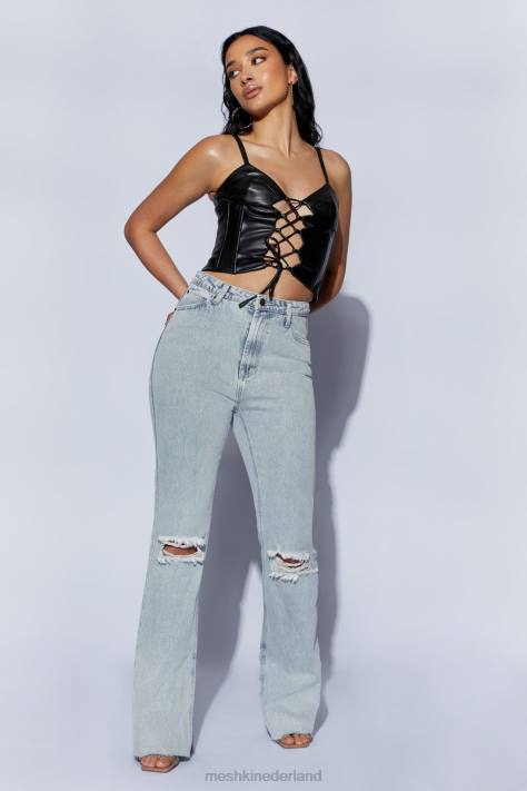 Meshki Alaia corset pu-top met veters kleding zwart XP0T1095