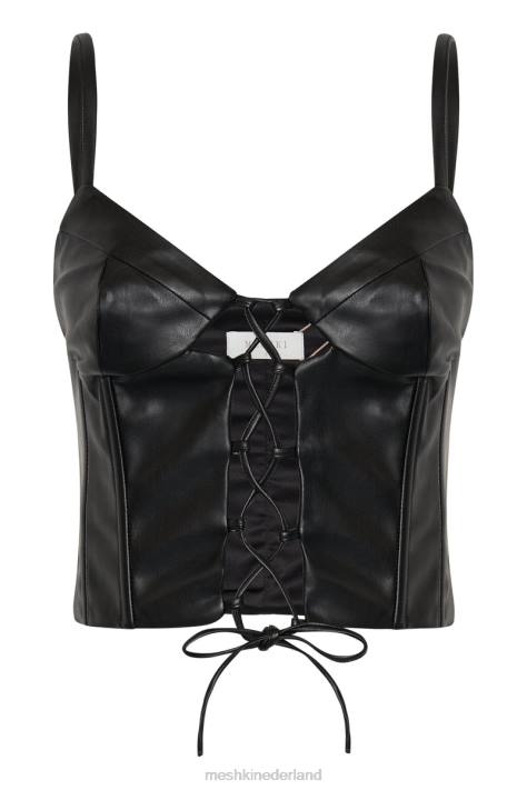 Meshki Alaia corset pu-top met veters kleding zwart XP0T1095