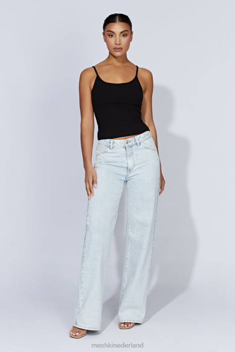 Meshki Alexis geribbelde lange cami-top kleding zwart XP0T1146