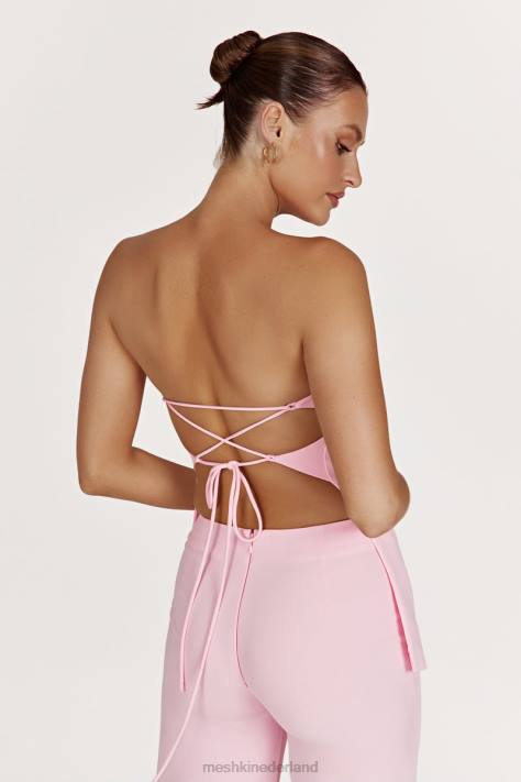 Meshki Astrid strapless top met strikband op de rug kleding roze blos XP0T892