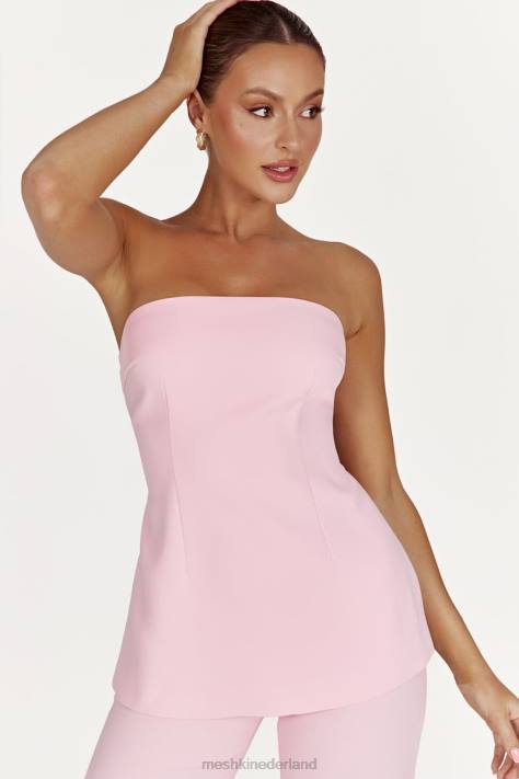Meshki Astrid strapless top met strikband op de rug kleding roze blos XP0T892