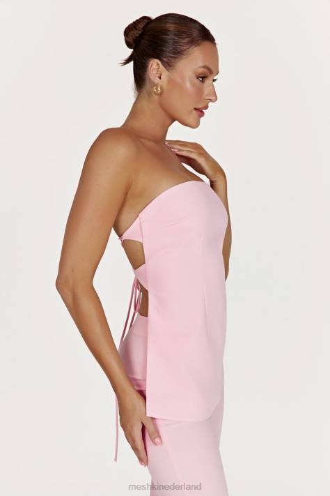 Meshki Astrid strapless top met strikband op de rug kleding roze blos XP0T892