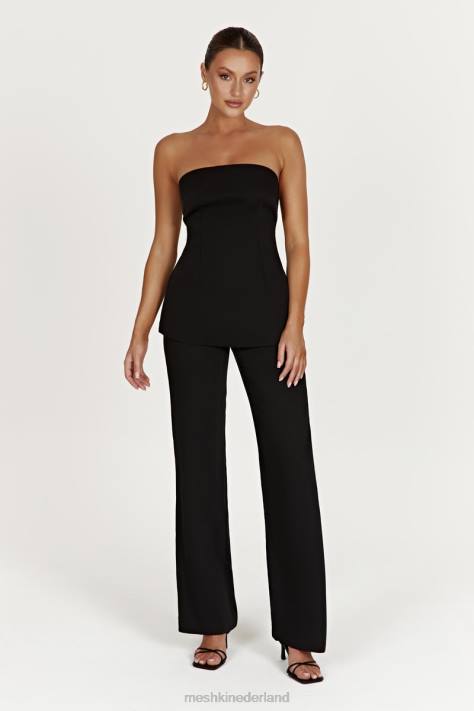 Meshki Astrid strapless top met strikband op de rug kleding zwart XP0T862
