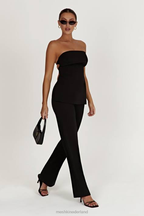 Meshki Astrid strapless top met strikband op de rug kleding zwart XP0T862
