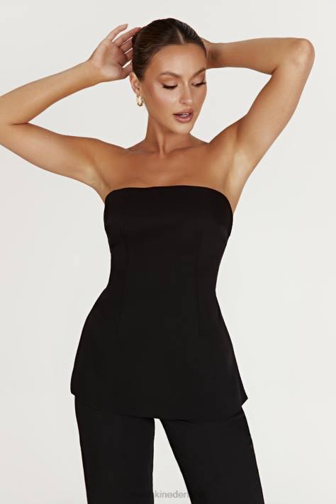 Meshki Astrid strapless top met strikband op de rug kleding zwart XP0T862