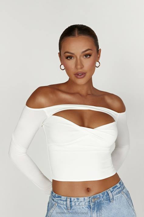 Meshki Ceri off-shoulder top met lange mouwen kleding wit XP0T934